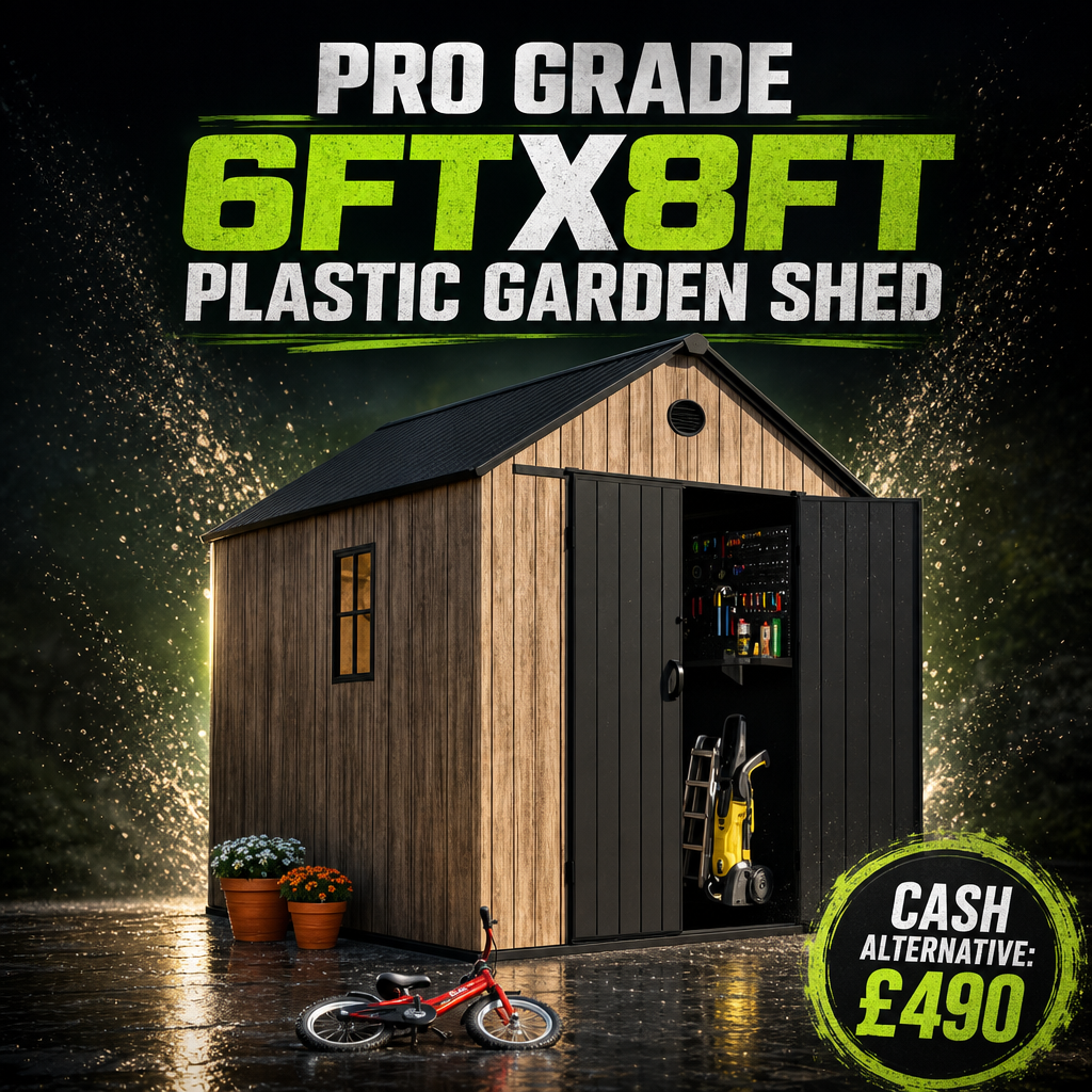 PRO GRADE 6FTX8FT PLASTIC GARDEN SHED